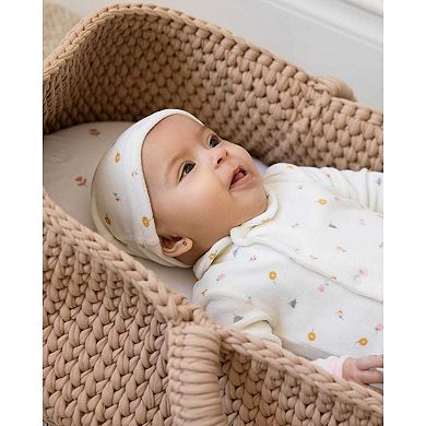 2 Piece Baby Girls "Lily Of The Valley" Cotton Rich Velour Footie Set