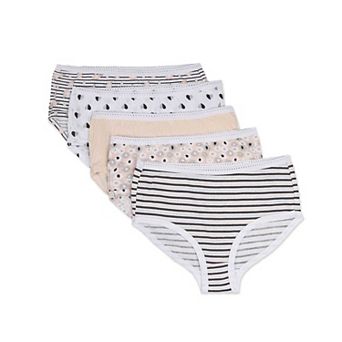 5 Pair Girls "Blooming Flowers" 100% Cotton Brief Panties