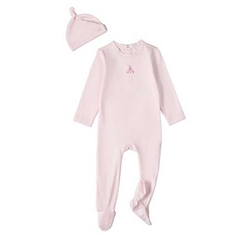 2 pc Baby Girls "Girl And Her Waddling Ducks" Cotton Rich Footie Set