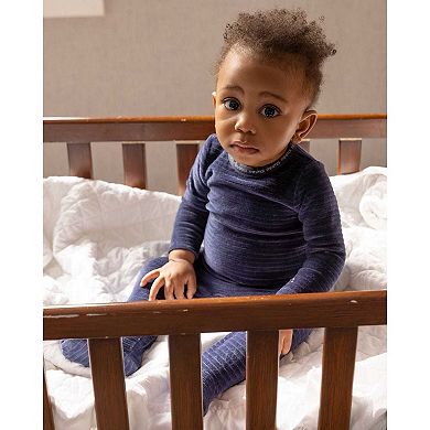 Baby and Toddler Cotton-Rich Drop-Needle Footie With MeMoi Trim