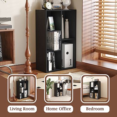 Furinno 5-Cube 31.5" Wooden Reversible Open Bookcase for Office, Living Room, Black