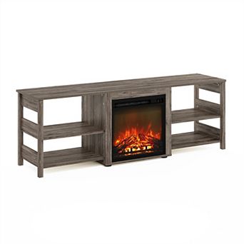 Furinno 63" Fireplace TV Stand with 18.1" Electric Heater, Fits TVs up to 75"
