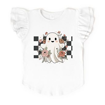 Checkered Ghost Rose - Kids Flutter Sleeve Tee