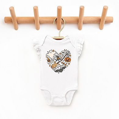 Halloween Heart - Baby Flutter Sleeve Bodysuit