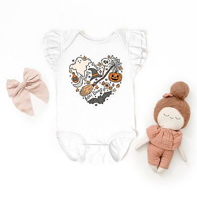 Halloween Heart - Baby Flutter Sleeve Bodysuit