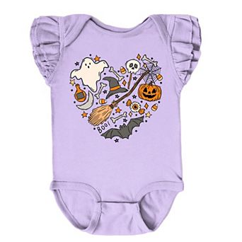 Halloween Heart - Baby Flutter Sleeve Bodysuit