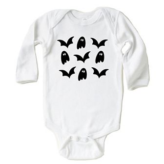 Ghosts and Bats Stacked - Baby Long Sleeve Bodysuit