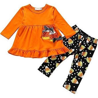 Toddler Girls Candy Corn Fall Outfit Set