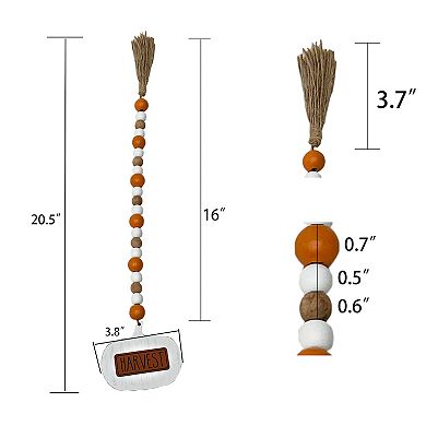 Parisloft Harvest Pumpkin Wood Tassels Decor with Beaded Garland