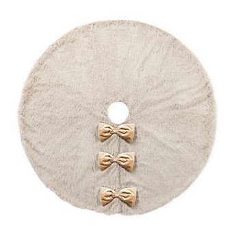 Glitzhome 48"D Reversible Christmas Tree Skirt, Faux Fox Fur/Korean Fleece Tree Mat Cover