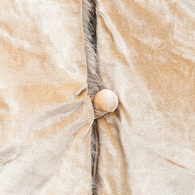 Glitzhome 48"D Reversible Christmas Tree Skirt, Faux Fox Fur/Korean Fleece Tree Mat Cover