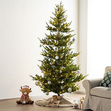 Glitzhome 48"D Reversible Christmas Tree Skirt, Faux Fox Fur/Korean Fleece Tree Mat Cover