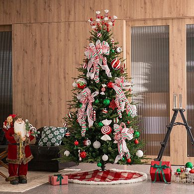 Glitzhome 48" D Christmas Tree Skirt,Reversible Sherpa/Flannel Xmas Tree Skirt