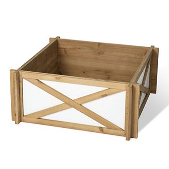 Glitzhome Farmhouse 24.5" L Wooden Tree Collar, Tree Stand Cover Christmas Tree Skirt Tree Box