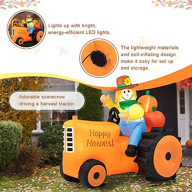 Glitzhome 7ft Inflatable Tractor Decor, Lighted Garden Decor For Fall Harvest