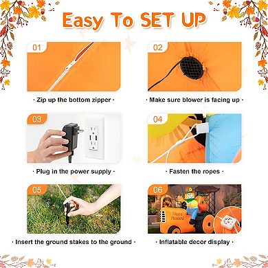 Glitzhome 7ft Inflatable Tractor Decor, Lighted Garden Decor For Fall Harvest