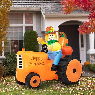 Glitzhome 7ft Inflatable Tractor Decor, Lighted Garden Decor For Fall Harvest