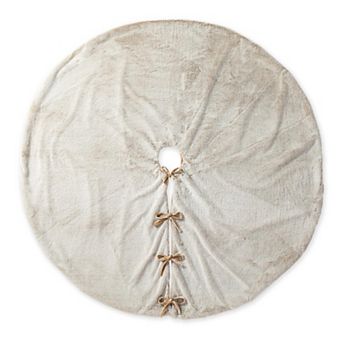 Glitzhome 60" D Milk Coffee Brown Christmas Tree Skirt, Faux Rabbit Fur/Korean Fleece Xmas Tree Mat