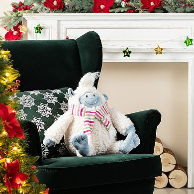 Glitzhome 21.75"H Fabric Yeti Shelf Sitter, Christmas Yeti Decor for Indoor Use