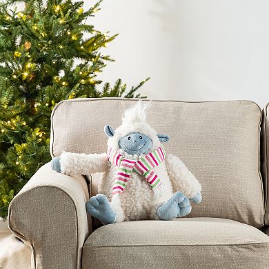 Glitzhome 21.75"H Fabric Yeti Shelf Sitter, Christmas Yeti Decor for Indoor Use