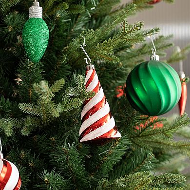Glitzhome 160ct Christmas Tree Ornaments Set, Red & Green Deluxe Boxed Shatterproof Ornaments