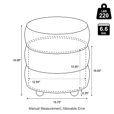 Glitzhome Modern Ottoman Footstool, Upholstered Storage Accent Stool