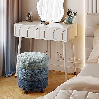 Glitzhome Modern Ottoman Footstool, Upholstered Storage Accent Stool
