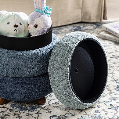 Glitzhome Modern Ottoman Footstool, Upholstered Storage Accent Stool