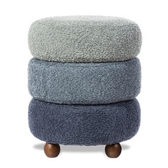 Glitzhome Modern Ottoman Footstool, Upholstered Storage Accent Stool