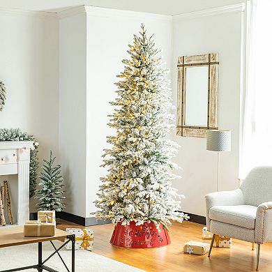 Glitzhome 26" D Metal Merry Christmas Tree Collar, Tree Stand Cover Decorative Christmas Tree Ring