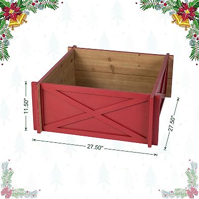 Glitzhome Wooden Tree Collar, 27.5" L Christmas Tree Stand Base Cover Xmas Tree Skirt