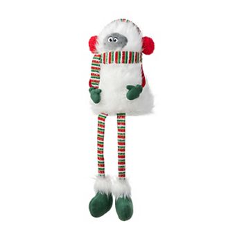 Glitzhome 21"H Christmas Fabric Yeti Shelf Sitter, Playful Holiday Yeti Decoration