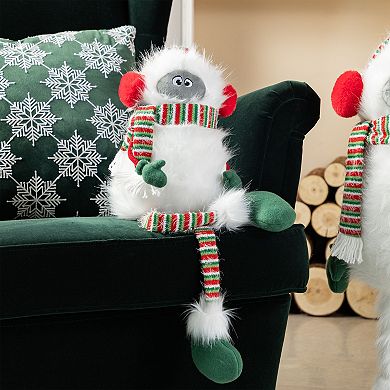 Glitzhome 21"H Christmas Fabric Yeti Shelf Sitter, Playful Holiday Yeti Decoration