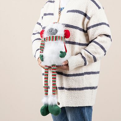 Glitzhome 21"H Christmas Fabric Yeti Shelf Sitter, Playful Holiday Yeti Decoration