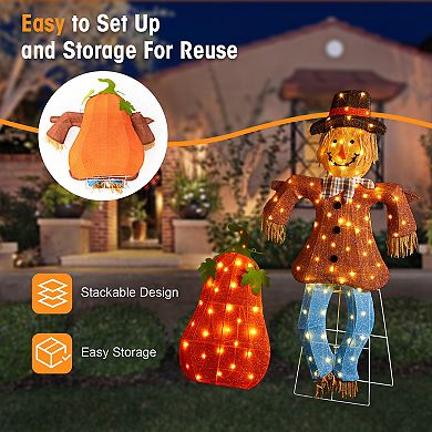 Glitzhome Fall 2.5D Lighted Outdoor Decor with warm White LED Lights
