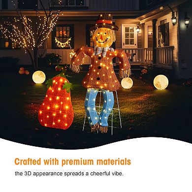 Glitzhome Fall 2.5D Lighted Outdoor Decor with warm White LED Lights