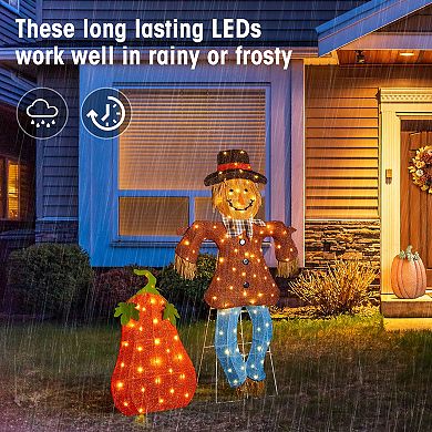 Glitzhome Fall 2.5D Lighted Outdoor Decor with warm White LED Lights