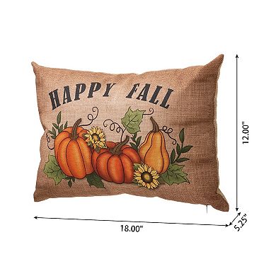 Glitzhome 18"L Faux Burlap Pumpkin Pillow, Decorative Pillow for Fall Harvest