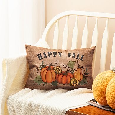Glitzhome 18"L Faux Burlap Pumpkin Pillow, Decorative Pillow for Fall Harvest
