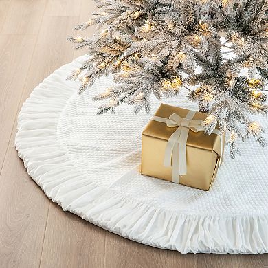 Glitzhome Christmas Tree Skirt, Xmas Tree Mat Tree Ornament