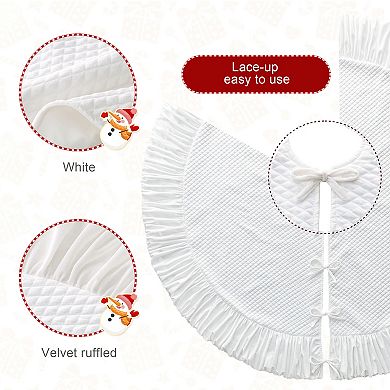 Glitzhome Christmas Tree Skirt, Xmas Tree Mat Tree Ornament