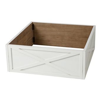Glitzhome 32.25" L Washed White Wooden Tree Collar, Tree Stand Cover Christmas Tree Skirt Tree Box