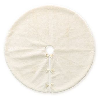 Glitzhome 48"D White Reversible Tree Skirt, Faux Rabbit Fur/Korean Fleece Tree Mat Cover