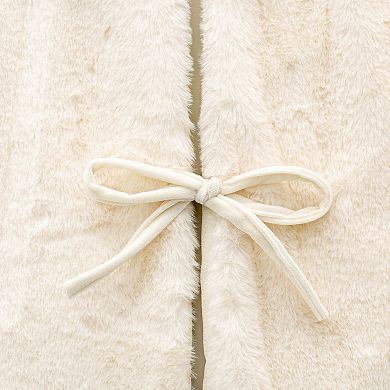 Glitzhome 48"D White Reversible Tree Skirt, Faux Rabbit Fur/Korean Fleece Tree Mat Cover