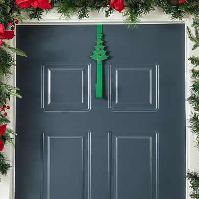 Glitzhome 2 Pack Christmas Wreath Door Hangers, Over The Door Metal Wreath Hooks