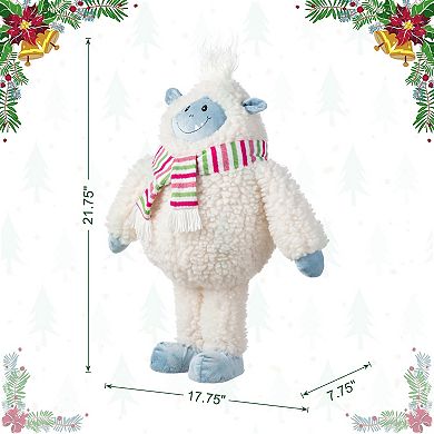 Glitzhome 22"H Fabric Yeti Decor, Christmas Standing Decor