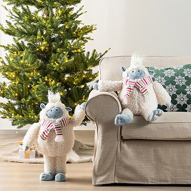 Glitzhome 22"H Fabric Yeti Decor, Christmas Standing Decor
