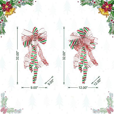 Glitzhome Set of 9 Red & Green Ribbon Bow Decor, 32"H Christmas Tree Ornaments Set