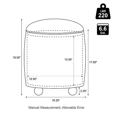 Glitzhome Modern Storage Ottoman, Pleated Velvet Upholstered Accent Stool