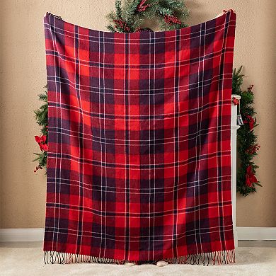 Glitzhome Plaid Throw Blanket with Tassels for Bed Couch Sofa Reversible Tartan Throw